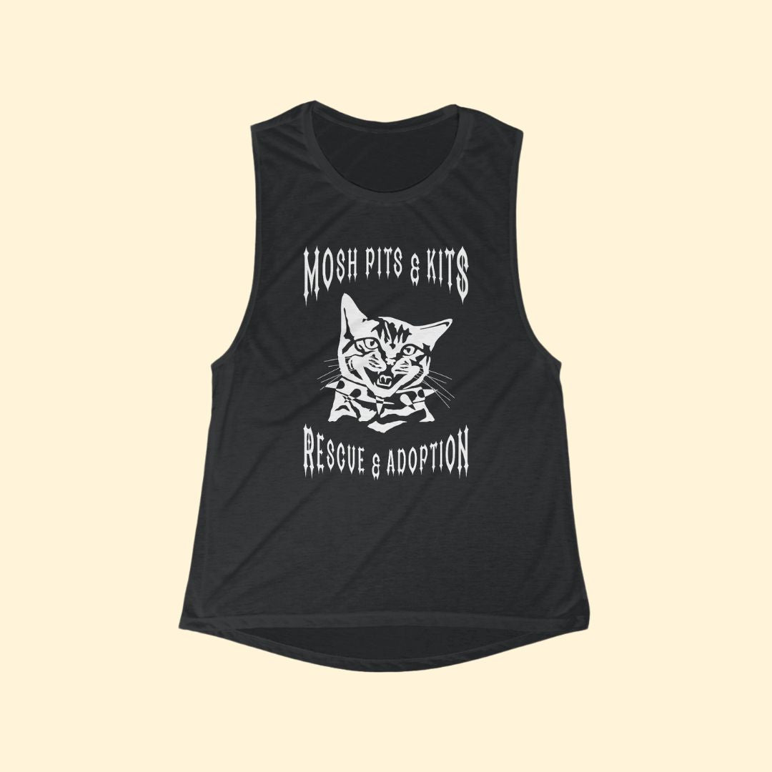 Mosh Pits & Kits Rescue | FUNDRAISER | Women's Flowy Scoop Muscle Tank - Detezi Designs-73208229691367669897