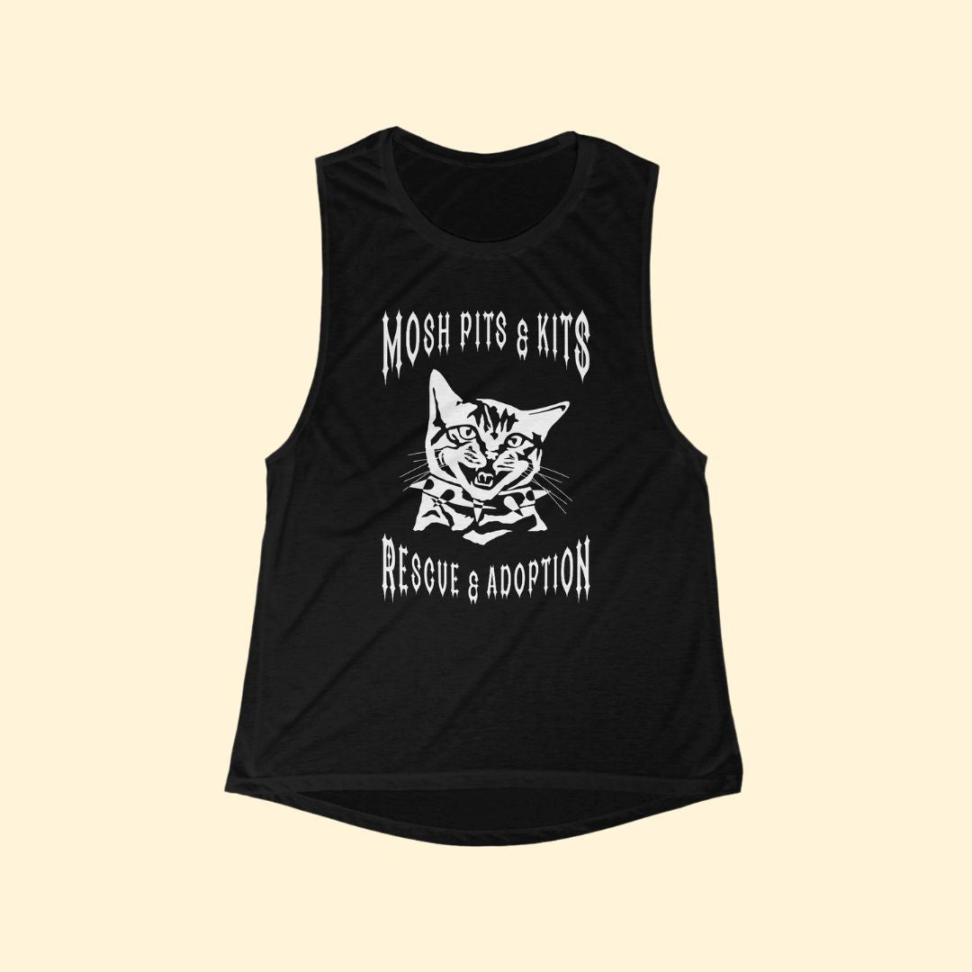 Mosh Pits & Kits Rescue | FUNDRAISER | Women's Flowy Scoop Muscle Tank - Detezi Designs-73208229691367669897