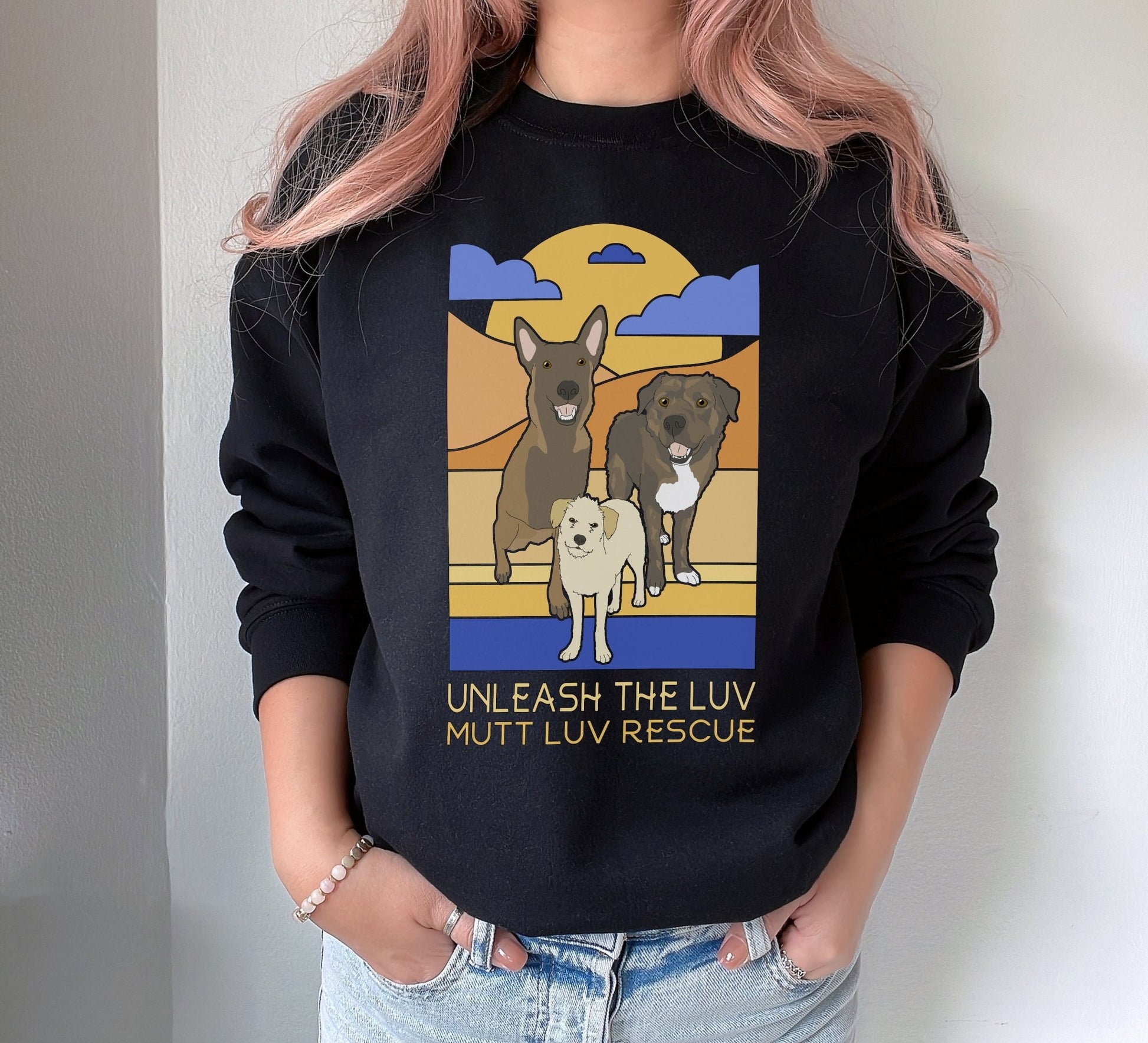 Mutt Luv Rescue | FUNDRAISER | Crewneck Sweatshirt - Detezi Designs - 19412149812058904388
