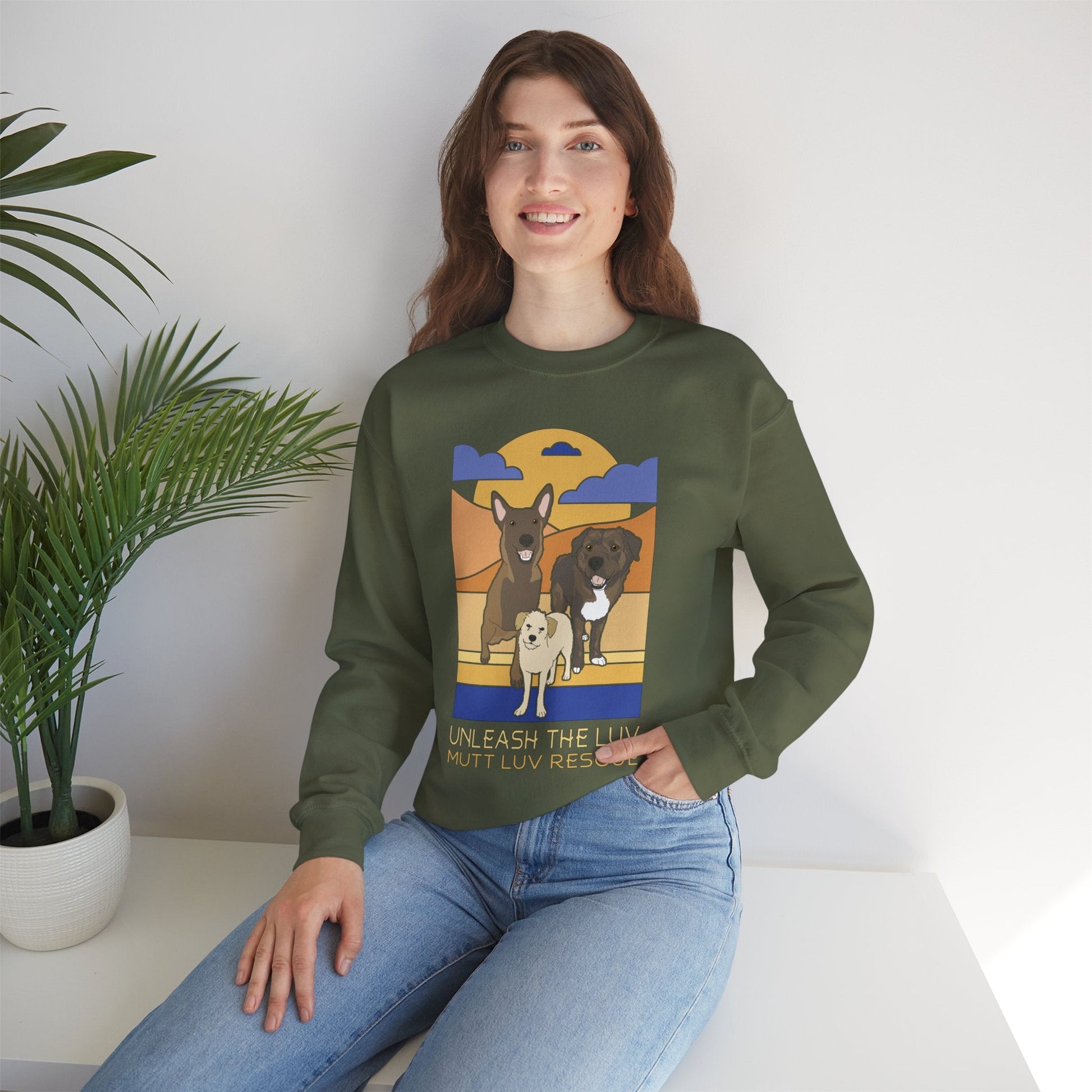 Mutt Luv Rescue | FUNDRAISER | Crewneck Sweatshirt - Detezi Designs - 19412149812058904388