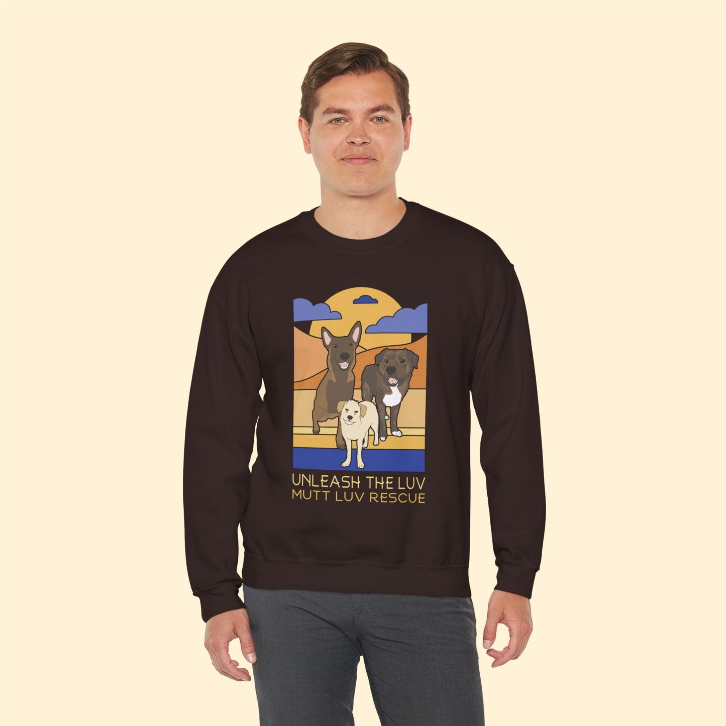 Mutt Luv Rescue | FUNDRAISER | Crewneck Sweatshirt - Detezi Designs - 58042061197590320888