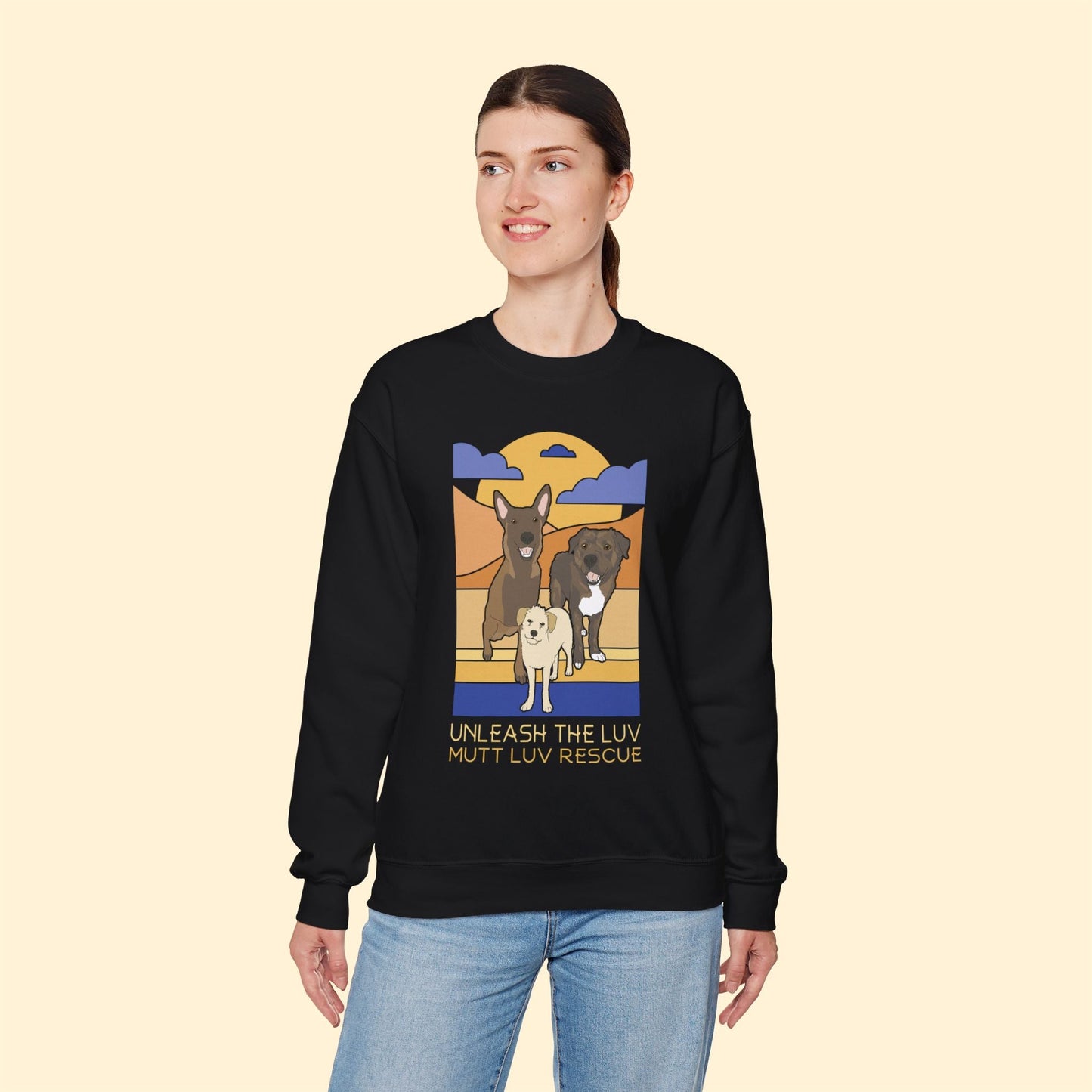 Mutt Luv Rescue | FUNDRAISER | Crewneck Sweatshirt - Detezi Designs - 58042061197590320888