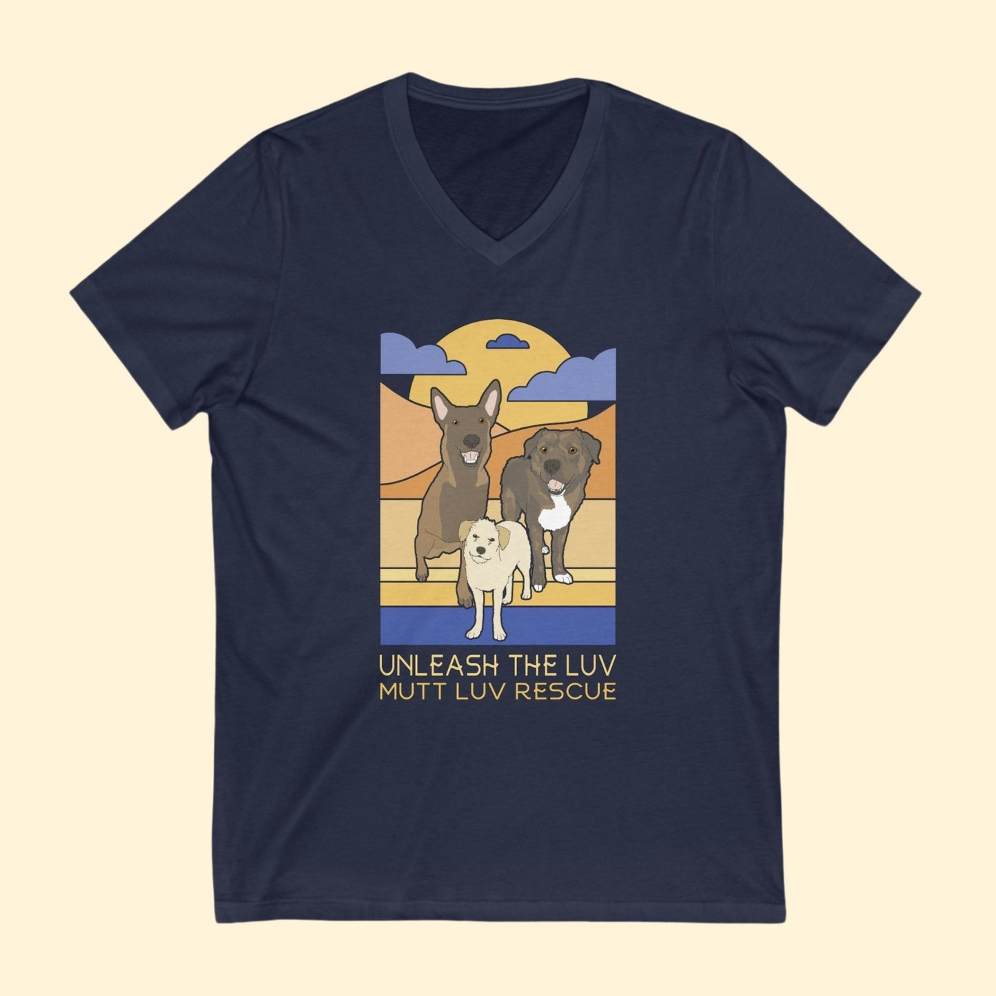 Mutt Luv Rescue | FUNDRAISER | Unisex V - Neck Tee - Detezi Designs - 17402277812218583369
