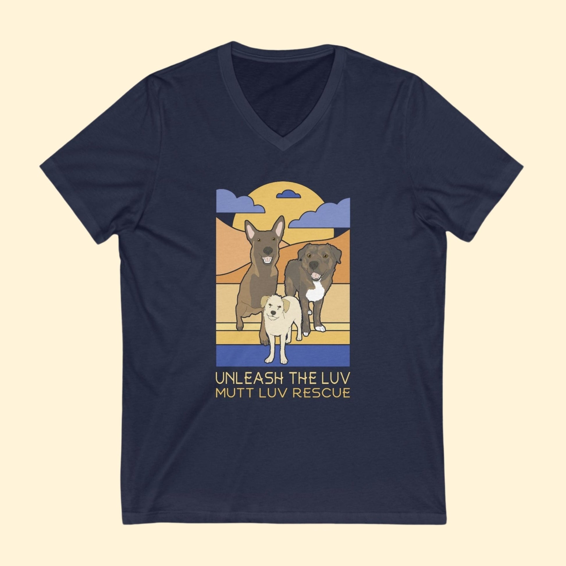 Mutt Luv Rescue | FUNDRAISER | Unisex V - Neck Tee - Detezi Designs - 17402277812218583369