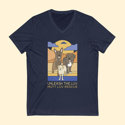 Mutt Luv Rescue | FUNDRAISER | Unisex V - Neck Tee - Detezi Designs - 17402277812218583369