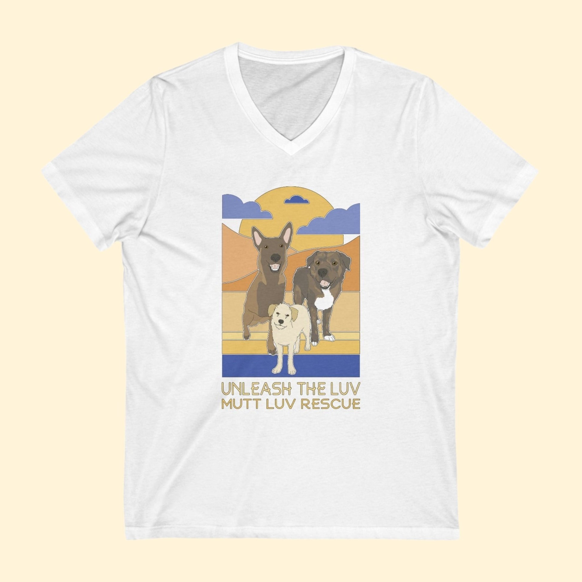 Mutt Luv Rescue | FUNDRAISER | Unisex V - Neck Tee - Detezi Designs - 29844898740759859826