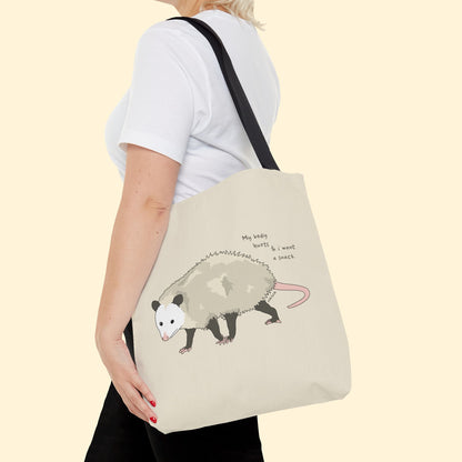 My Body Hurts | Opossum | Tote Bag | Three Sizes - Detezi Designs - 16976820588719115028