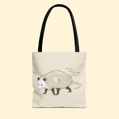 My Body Hurts | Opossum | Tote Bag | Three Sizes - Detezi Designs - 84230757563860012500