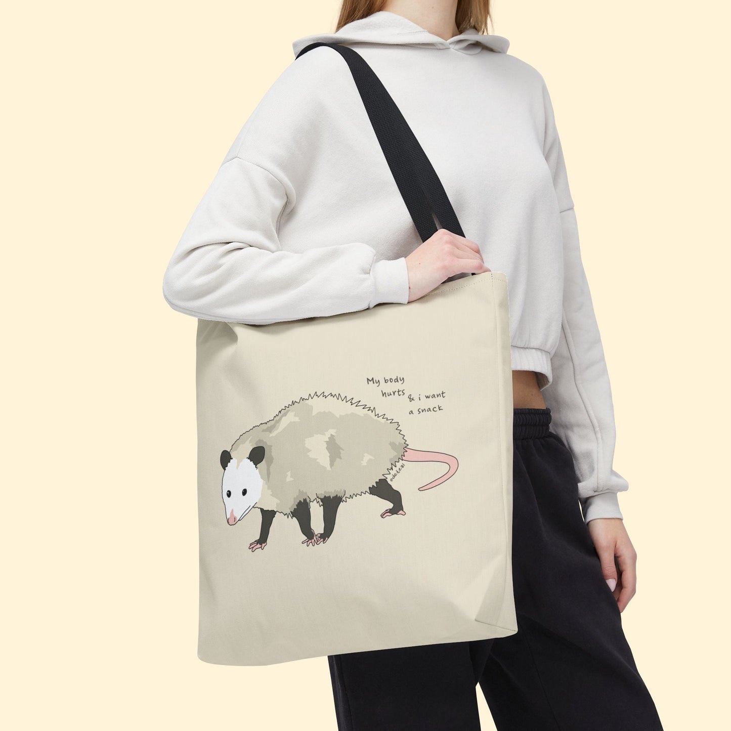 My Body Hurts | Opossum | Tote Bag | Three Sizes - Detezi Designs - 97502675441867837078