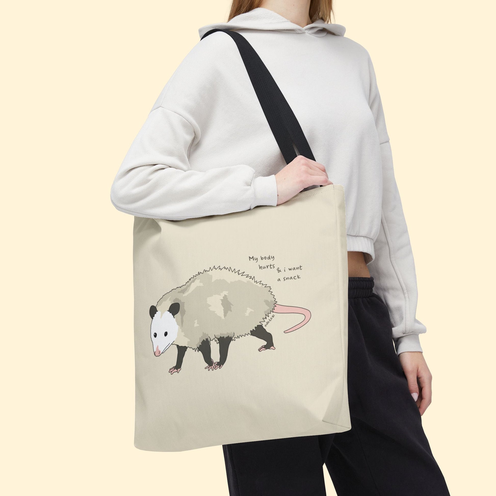 My Body Hurts | Opossum | Tote Bag | Three Sizes - Detezi Designs - 97502675441867837078