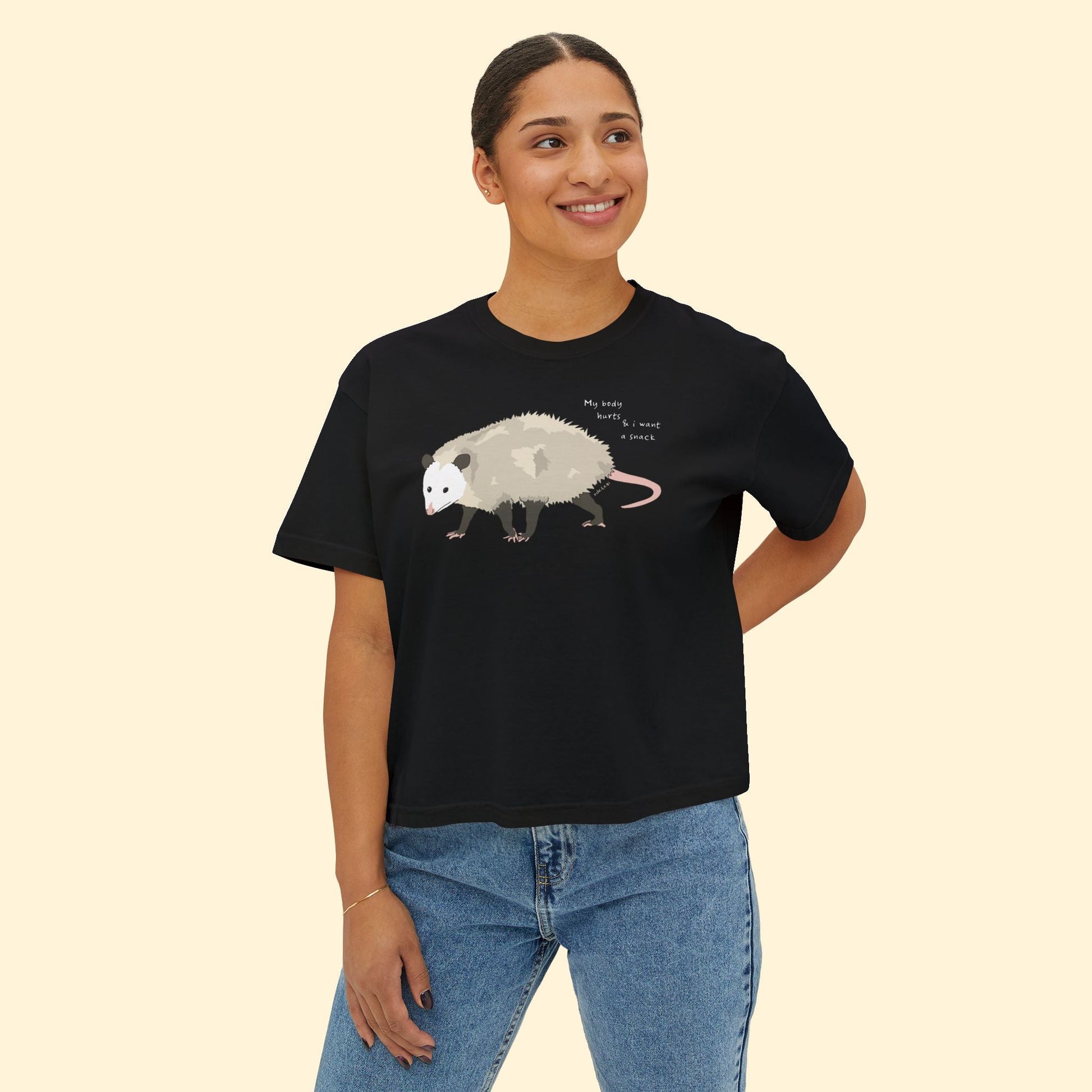 My Body Hurts | Possum | Comfort Colors Boxy Tee - Detezi Designs - 18014413854246573074