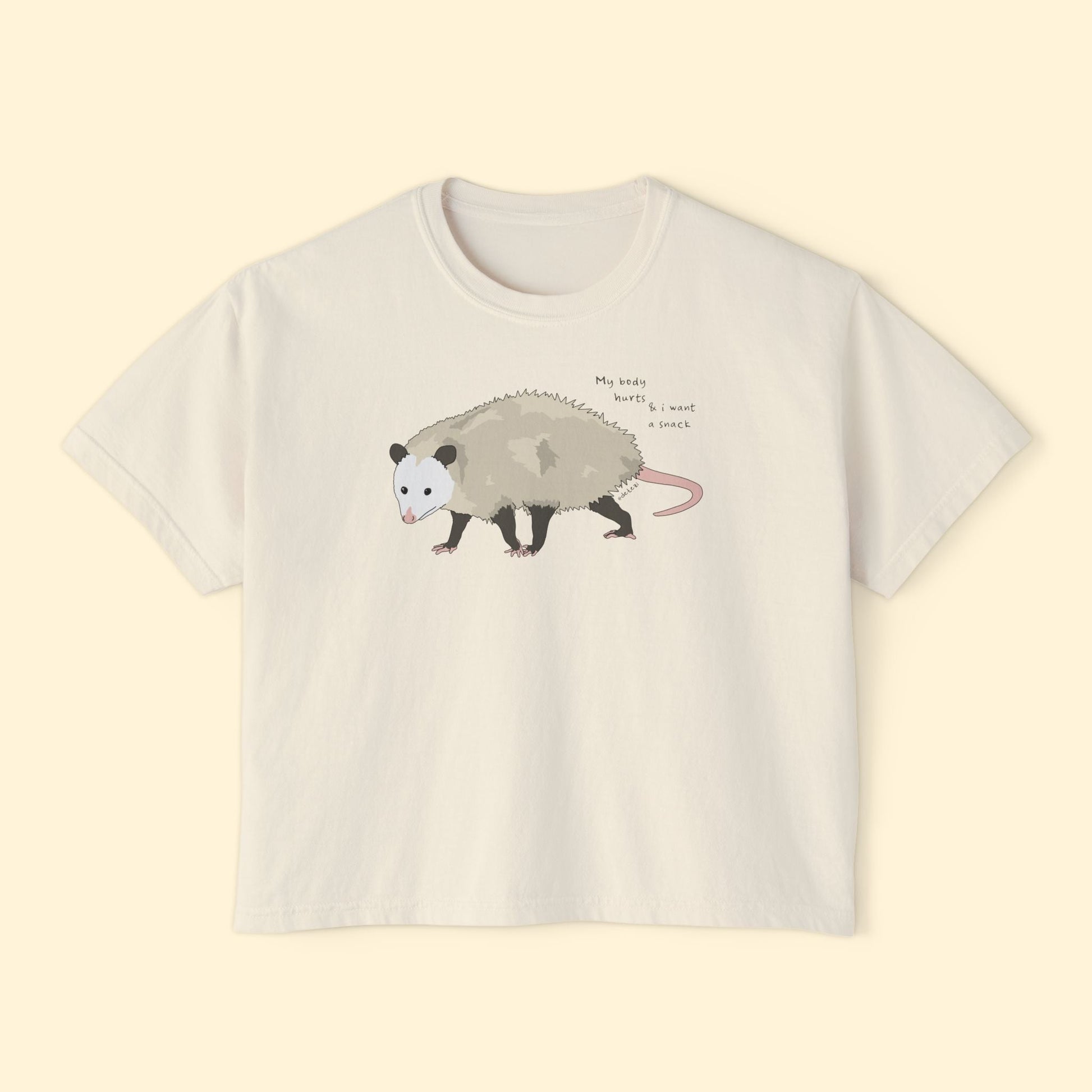 My Body Hurts | Possum | Comfort Colors Boxy Tee - Detezi Designs - 18014413854246573074