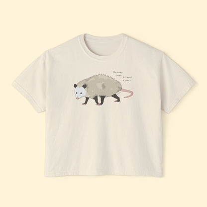 My Body Hurts | Possum | Comfort Colors Boxy Tee - Detezi Designs - 18014413854246573074