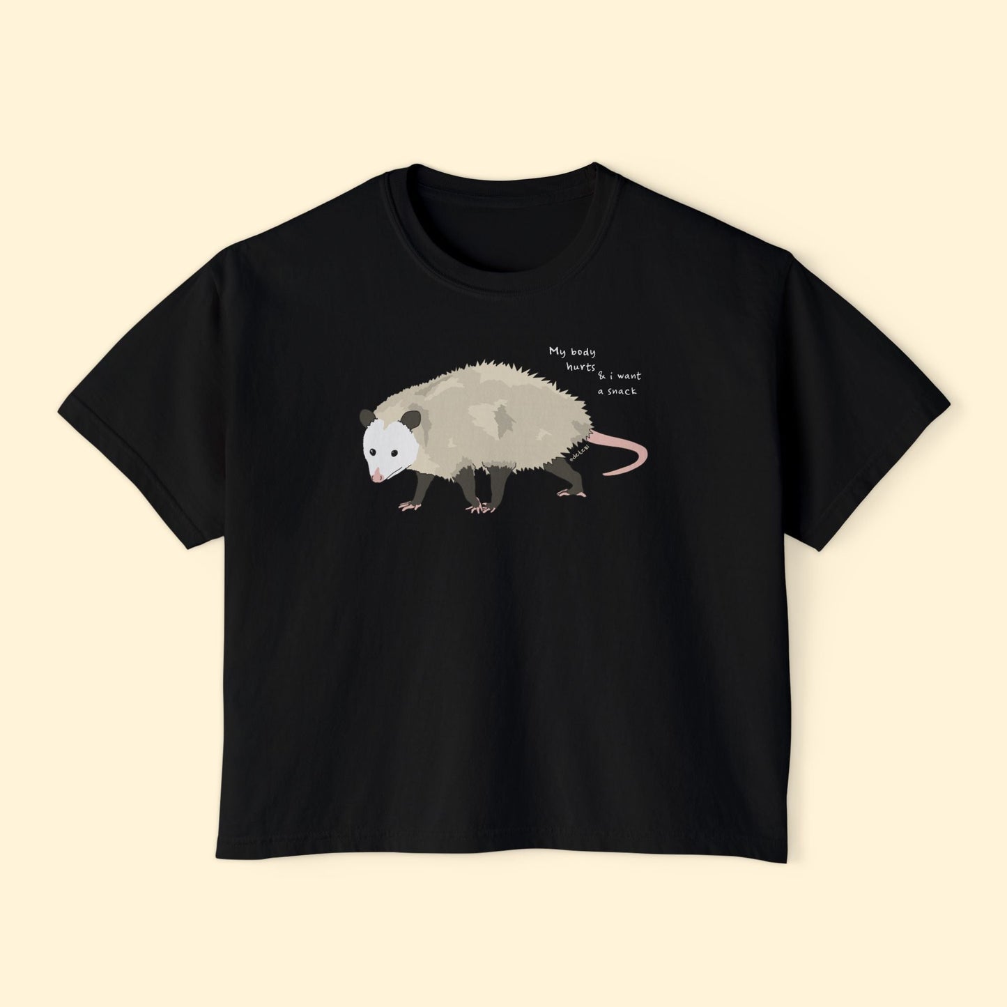 My Body Hurts | Possum | Comfort Colors Boxy Tee - Detezi Designs - 19826664885652079619