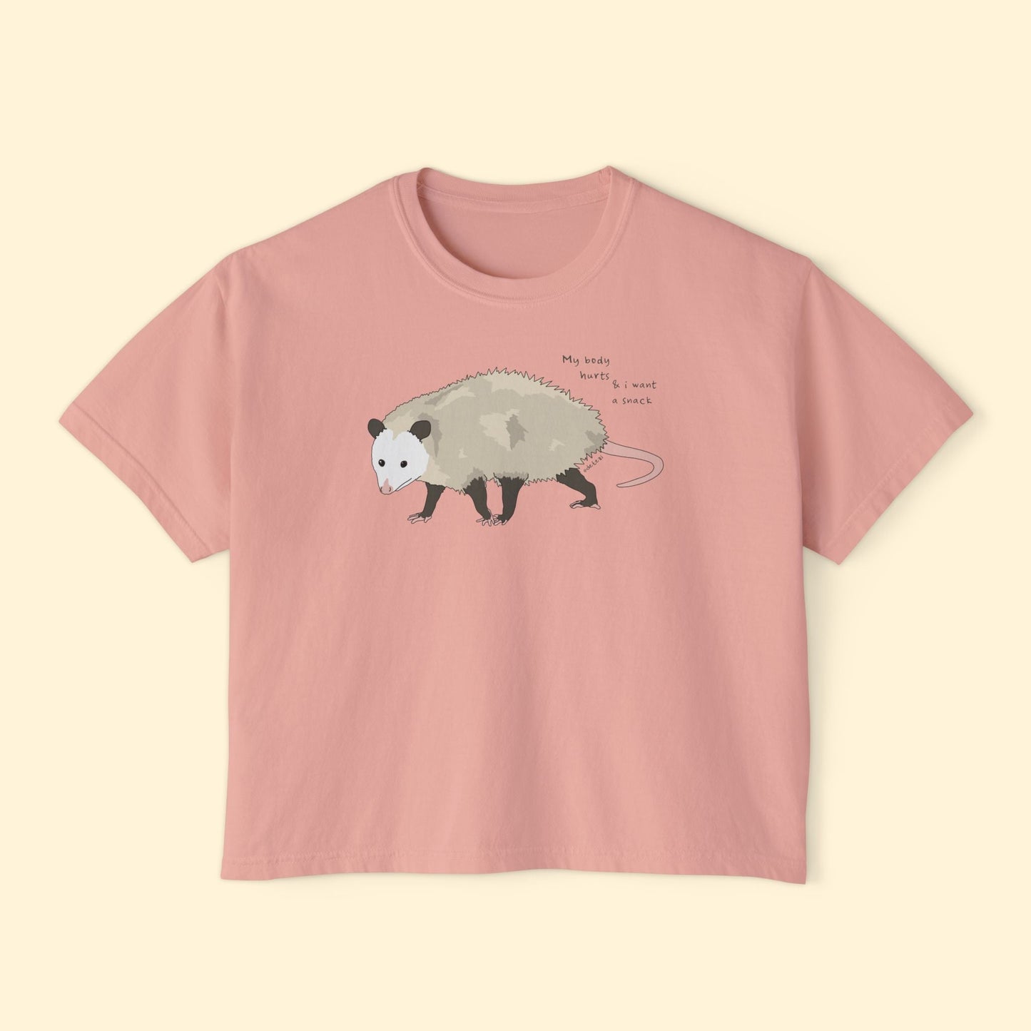 My Body Hurts | Possum | Comfort Colors Boxy Tee - Detezi Designs - 30832556895920297136
