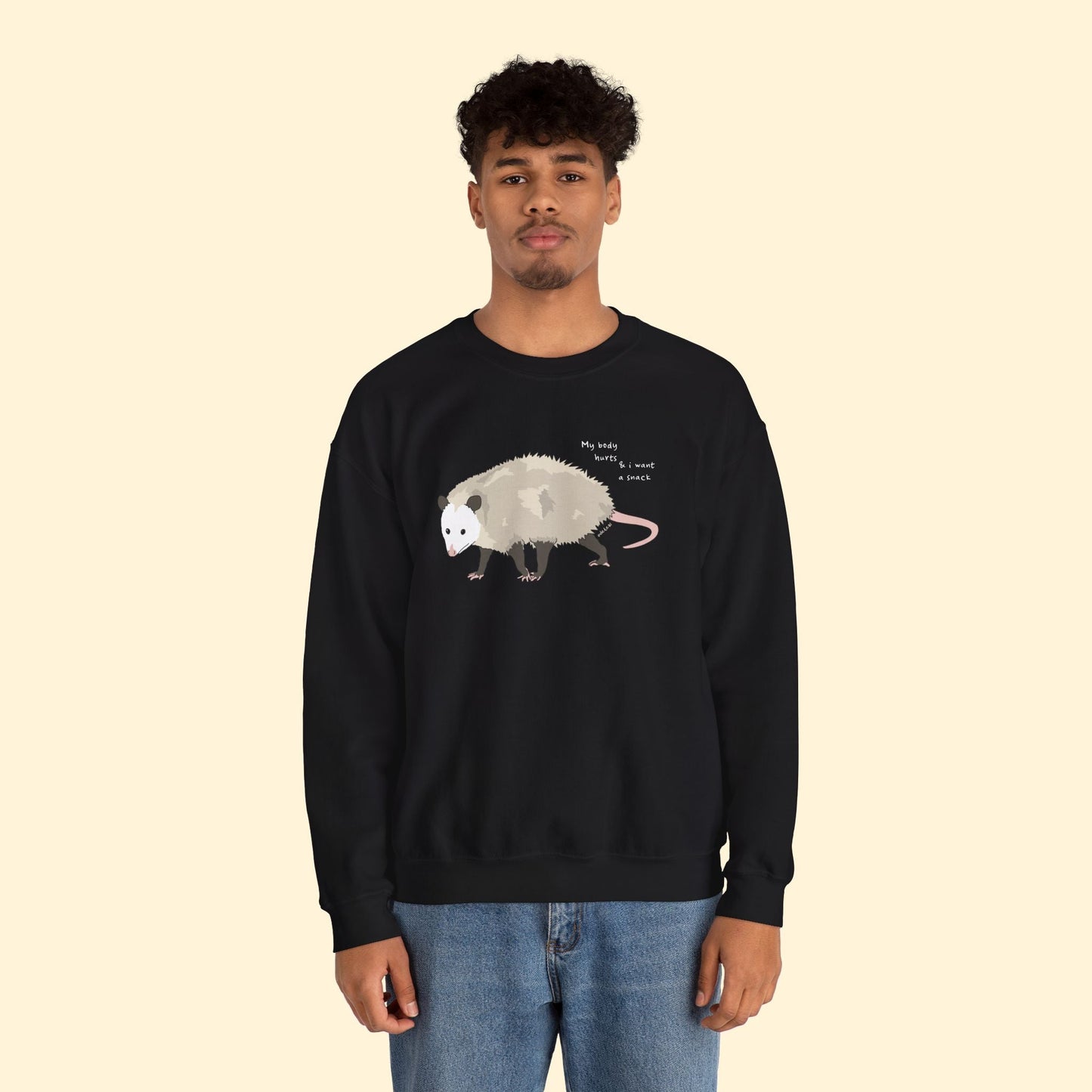 My Body Hurts | Possum | Crewneck Sweatshirt - Detezi Designs - 43302722020257710799