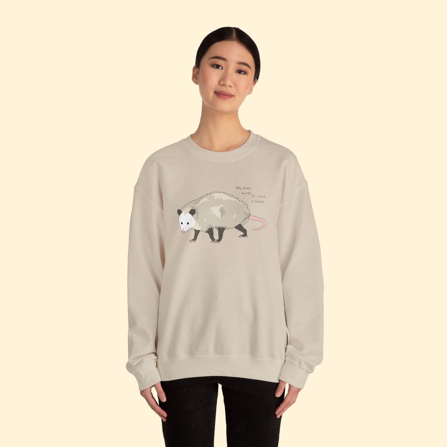 My Body Hurts | Possum | Crewneck Sweatshirt - Detezi Designs - 43302722020257710799