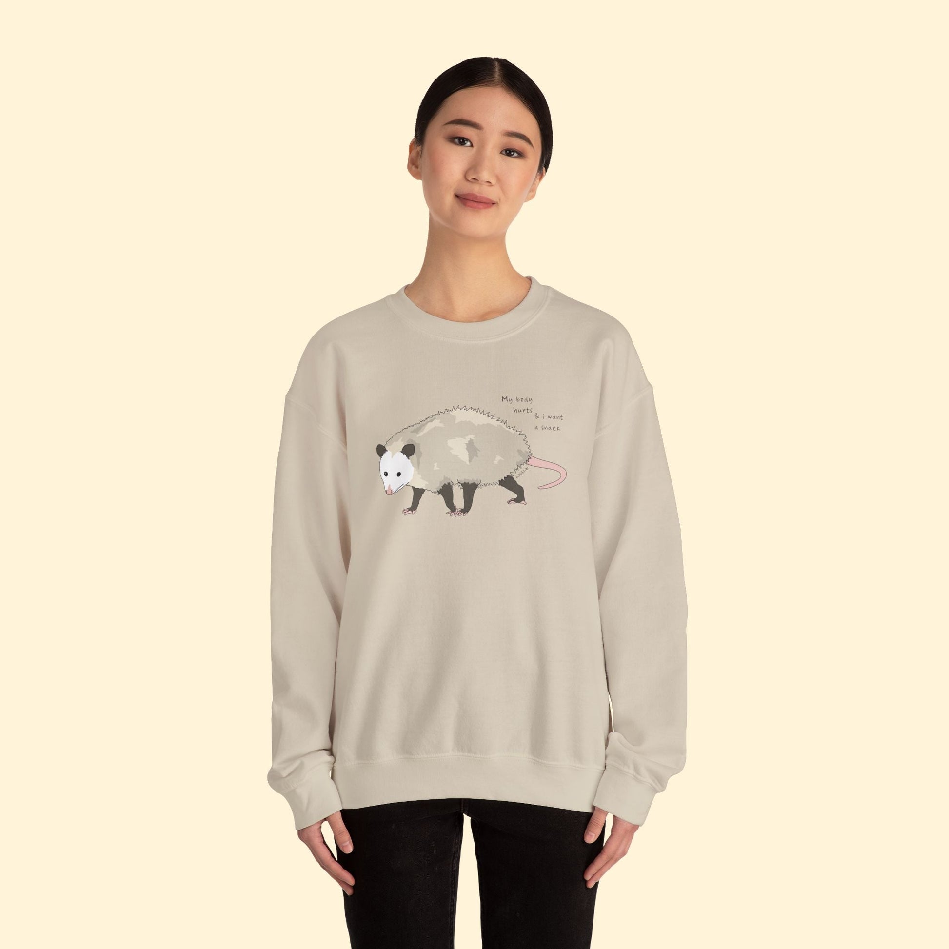 My Body Hurts | Possum | Crewneck Sweatshirt - Detezi Designs - 43302722020257710799