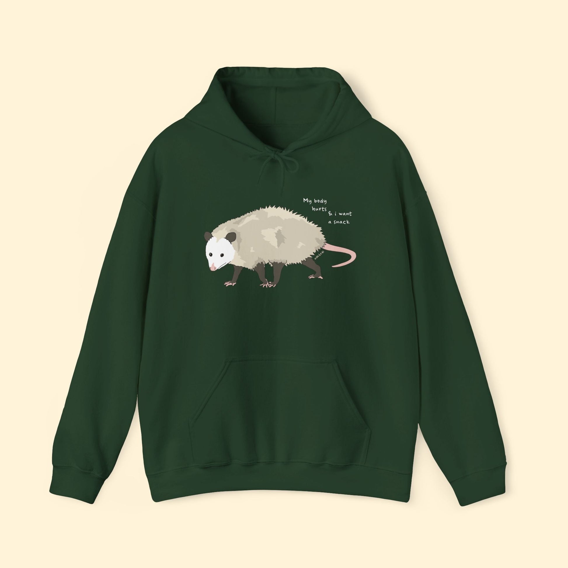 My Body Hurts | Possum | Hooded Sweatshirt - Detezi Designs - 23051292703616977828