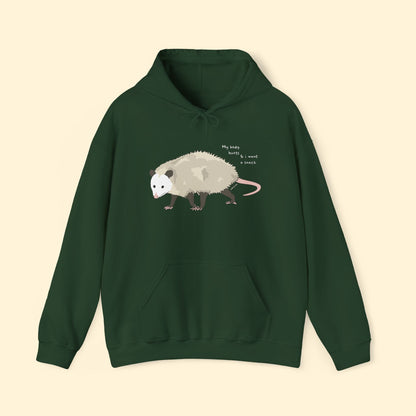 My Body Hurts | Possum | Hooded Sweatshirt - Detezi Designs - 23051292703616977828