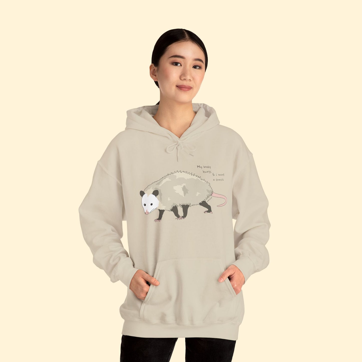 My Body Hurts | Possum | Hooded Sweatshirt - Detezi Designs - 31777089985955951688