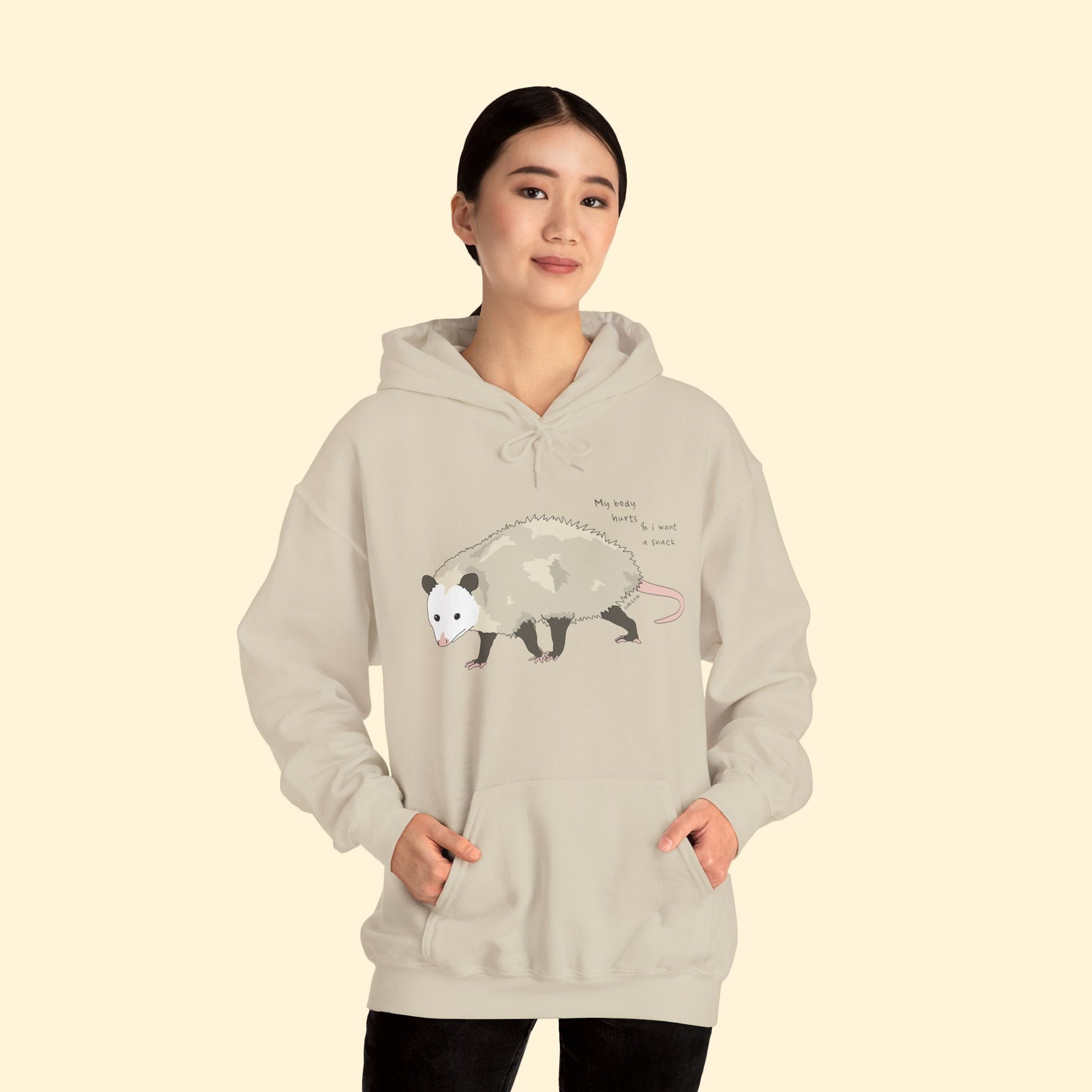 My Body Hurts | Possum | Hooded Sweatshirt - Detezi Designs - 31777089985955951688