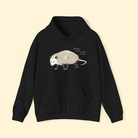 My Body Hurts | Possum | Hooded Sweatshirt - Detezi Designs - 31777089985955951688