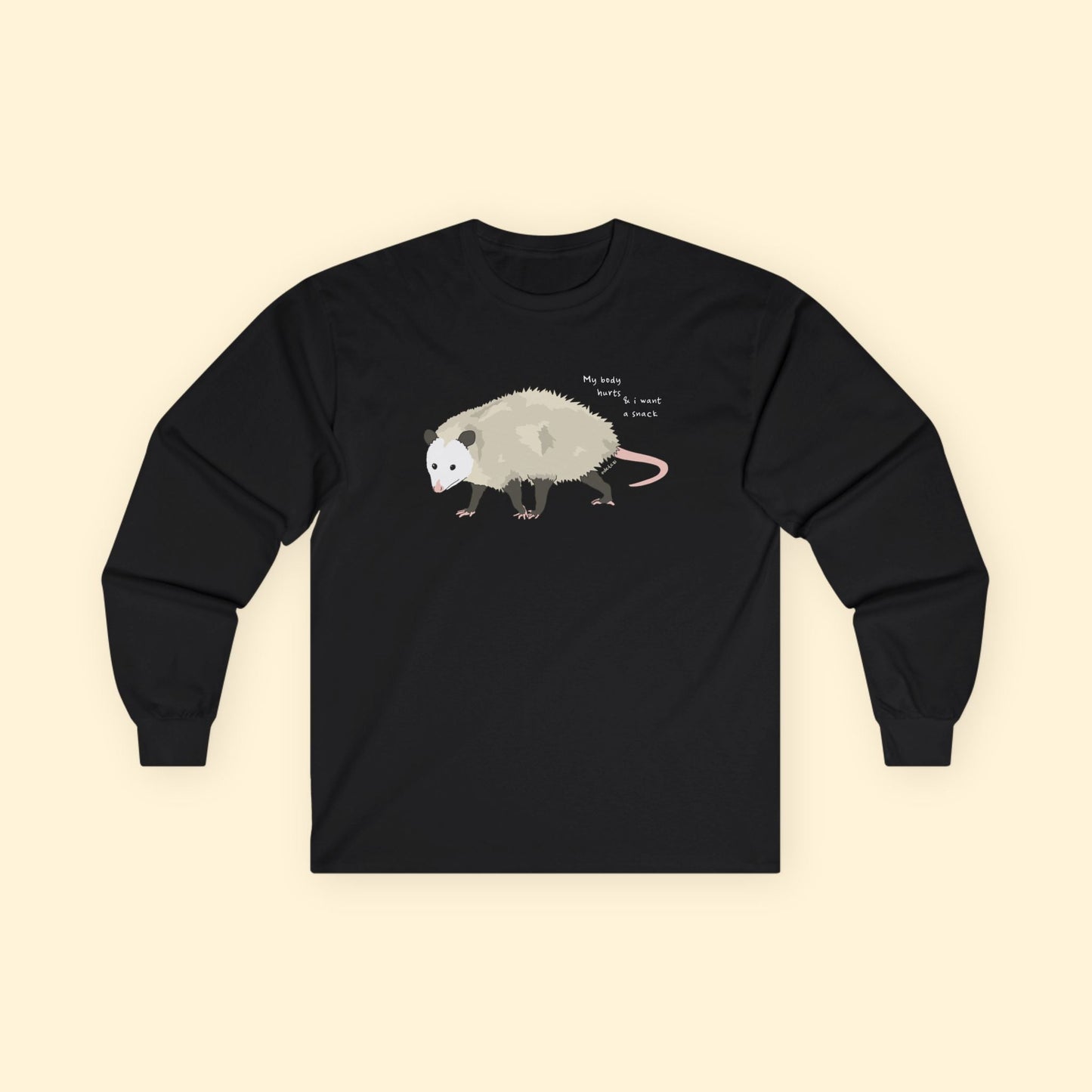 My Body Hurts | Possum | Long Sleeve Tee - Detezi Designs - 17587474022753774555