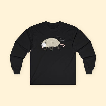 My Body Hurts | Possum | Long Sleeve Tee - Detezi Designs - 17587474022753774555