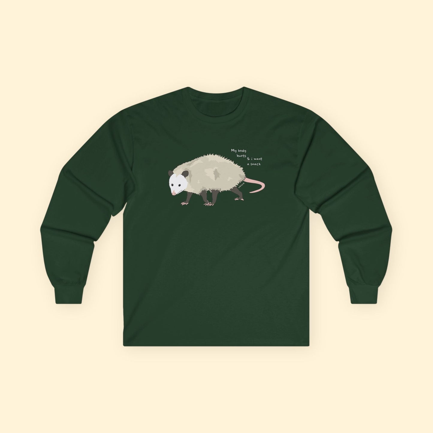 My Body Hurts | Possum | Long Sleeve Tee - Detezi Designs - 21214882727303953348
