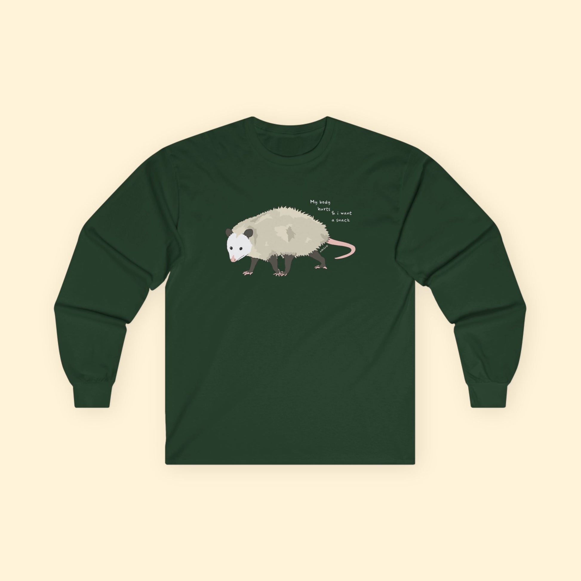 My Body Hurts | Possum | Long Sleeve Tee - Detezi Designs - 21214882727303953348