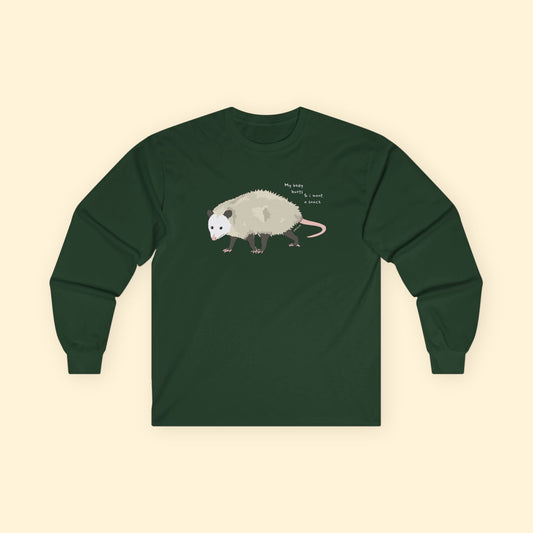 My Body Hurts | Possum | Long Sleeve Tee - Detezi Designs - 21214882727303953348