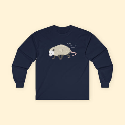My Body Hurts | Possum | Long Sleeve Tee - Detezi Designs - 33965781790056884565