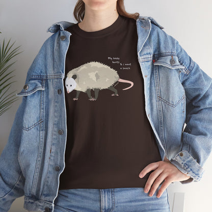My Body Hurts | Possum | Unisex Crewneck T-shirt - Detezi Designs - 77930846453948353844