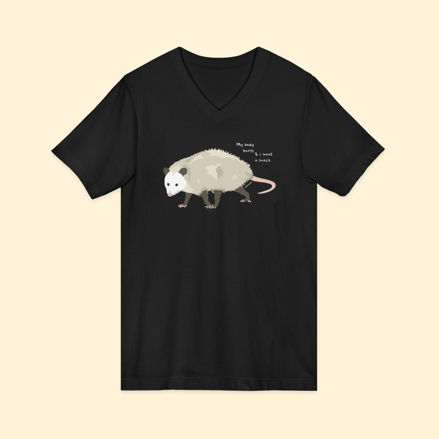 My Body Hurts | Possum | Unisex V - Neck Tee - Detezi Designs - 24208255946193396670