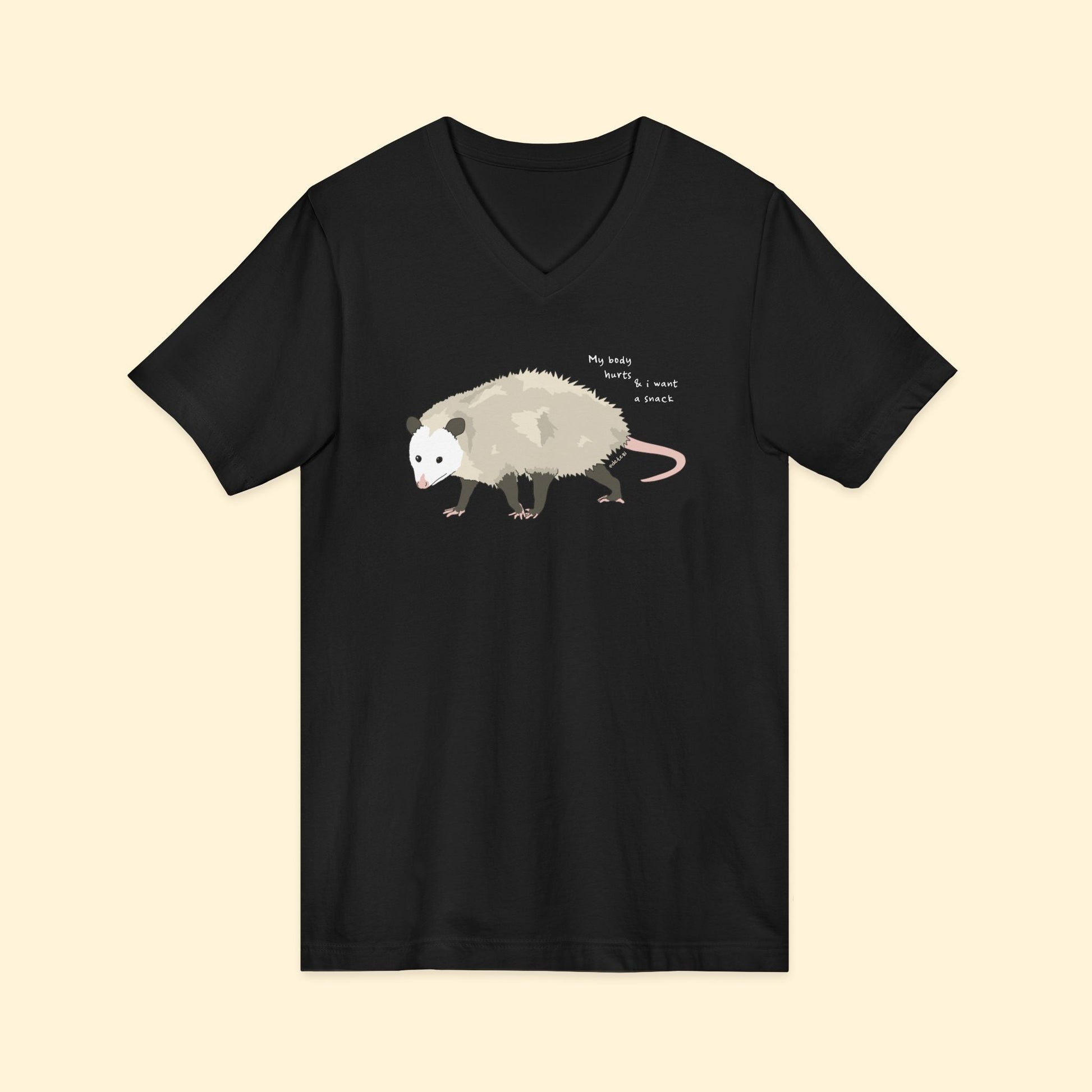 My Body Hurts | Possum | Unisex V - Neck Tee - Detezi Designs - 24208255946193396670