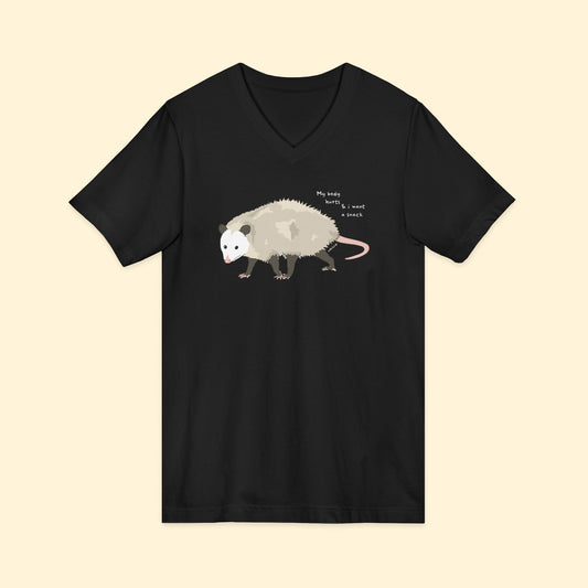 My Body Hurts | Possum | Unisex V - Neck Tee - Detezi Designs - 24208255946193396670