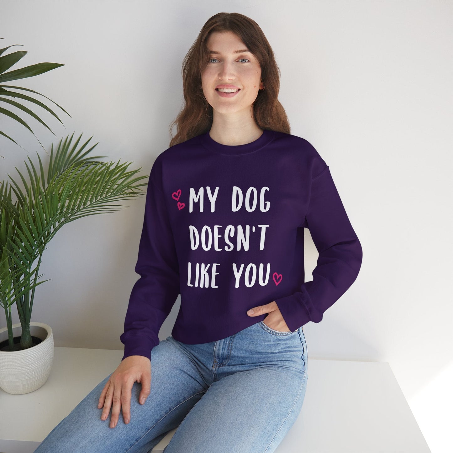 My Dog Doesn't Like You | Crewneck Sweatshirt - Detezi Designs-20934405770225571559