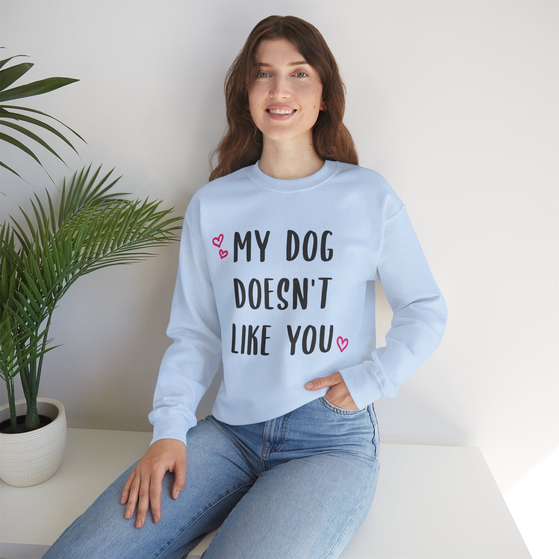 My Dog Doesn't Like You | Crewneck Sweatshirt - Detezi Designs-32312101690200207476