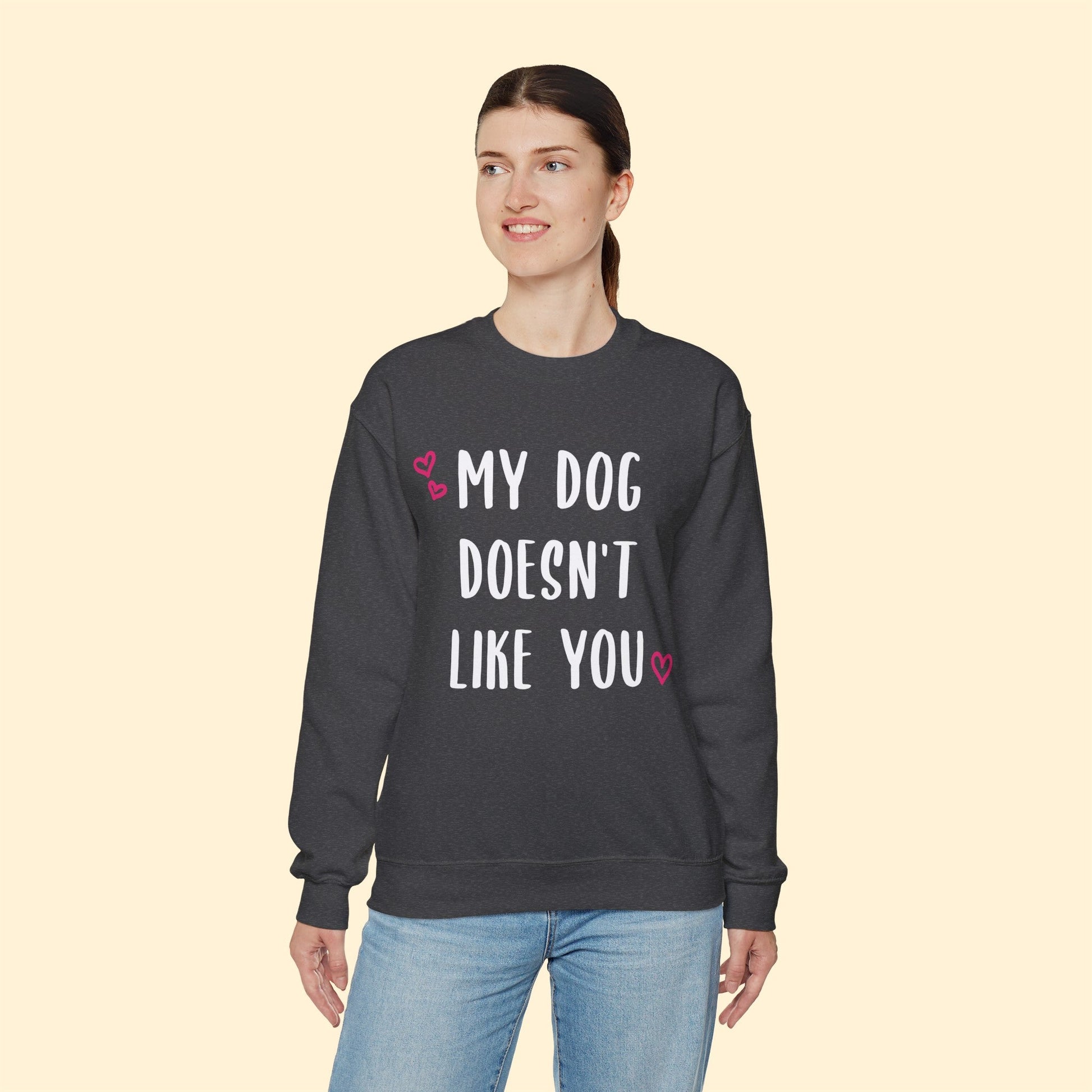 My Dog Doesn't Like You | Crewneck Sweatshirt - Detezi Designs-32312101690200207476