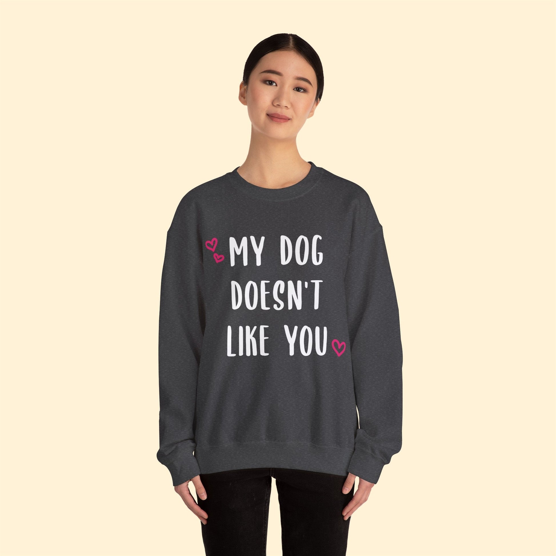 My Dog Doesn't Like You | Crewneck Sweatshirt - Detezi Designs-32312101690200207476