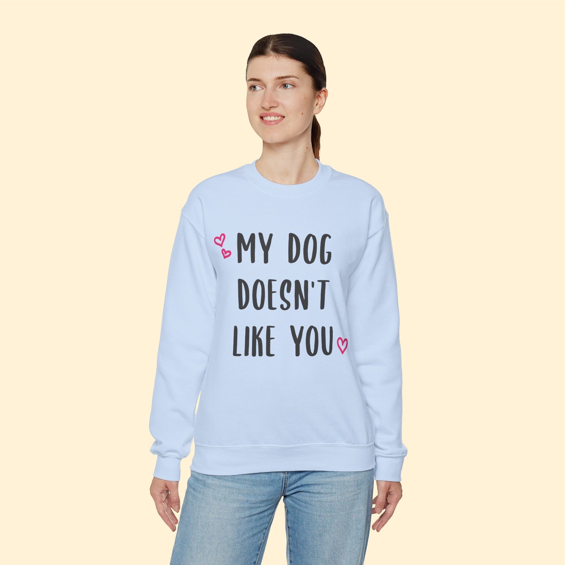 My Dog Doesn't Like You | Crewneck Sweatshirt - Detezi Designs-32312101690200207476