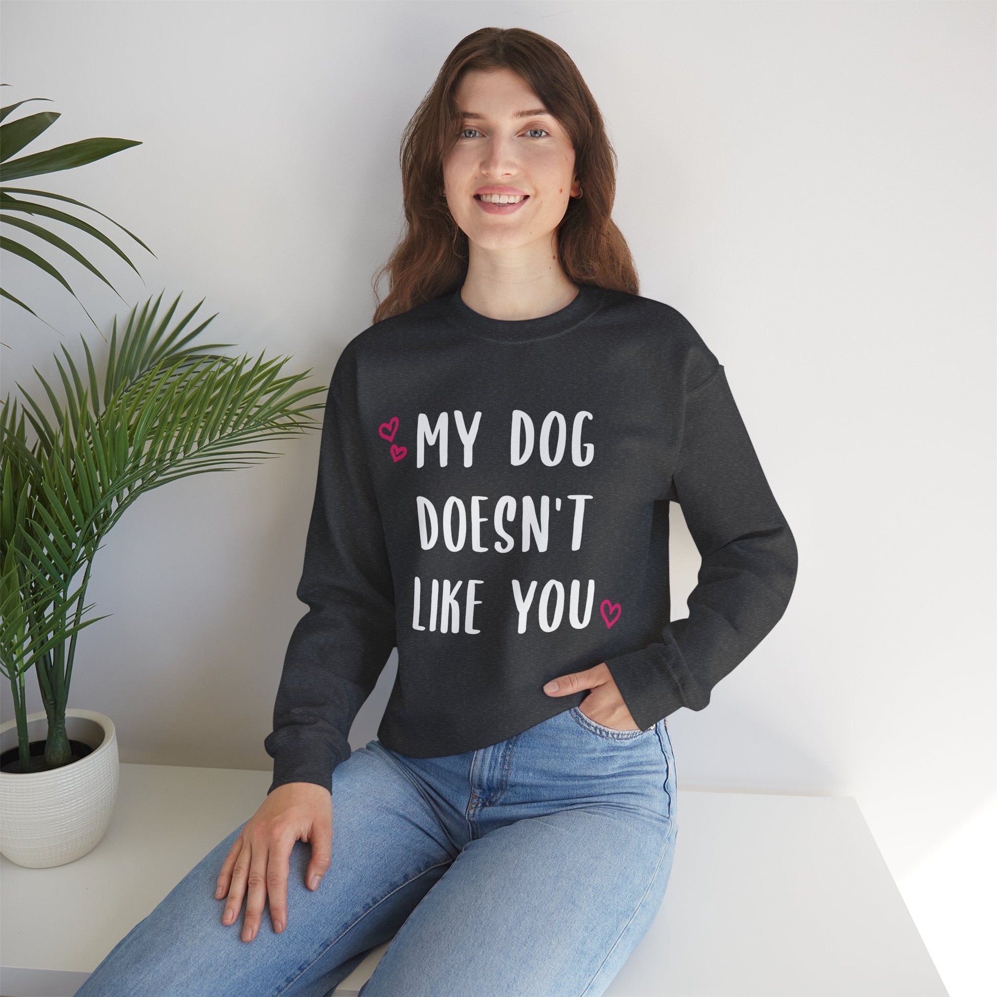 My Dog Doesn't Like You | Crewneck Sweatshirt - Detezi Designs-32312101690200207476