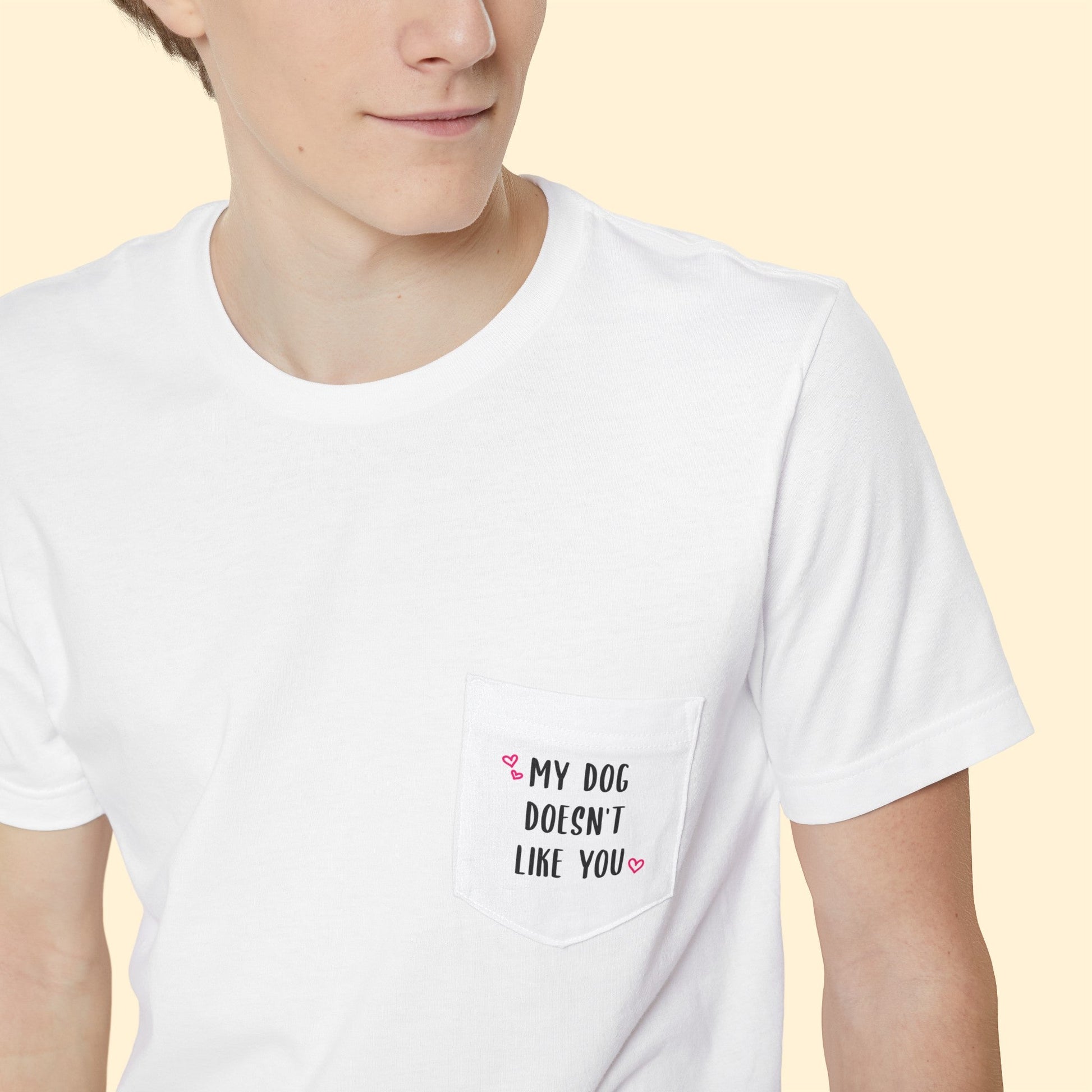 My Dog Doesn't Like You | Pocket T-shirt - Detezi Designs-33063637058413089942