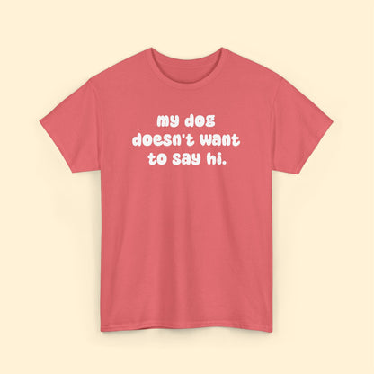 My Dog Doesn't Want to Say Hi | Unisex Tee - Detezi Designs - 44728317287285438475