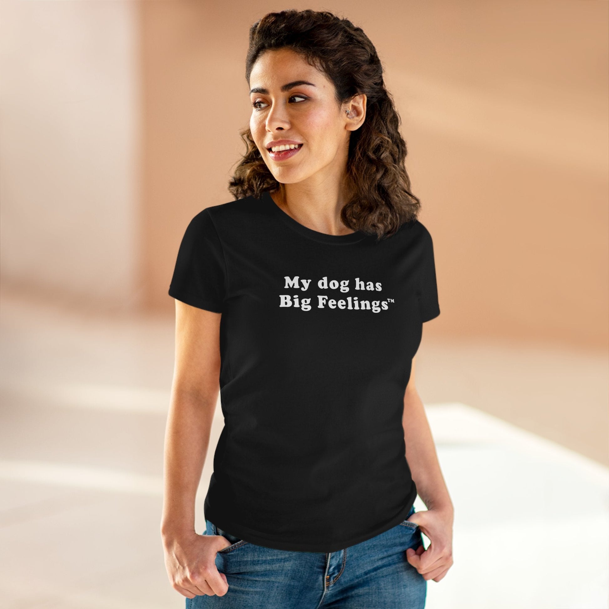 My Dog Has Big Feelings™ | Women's Midweight Cotton Tee - Detezi Designs - 22954835787835981939