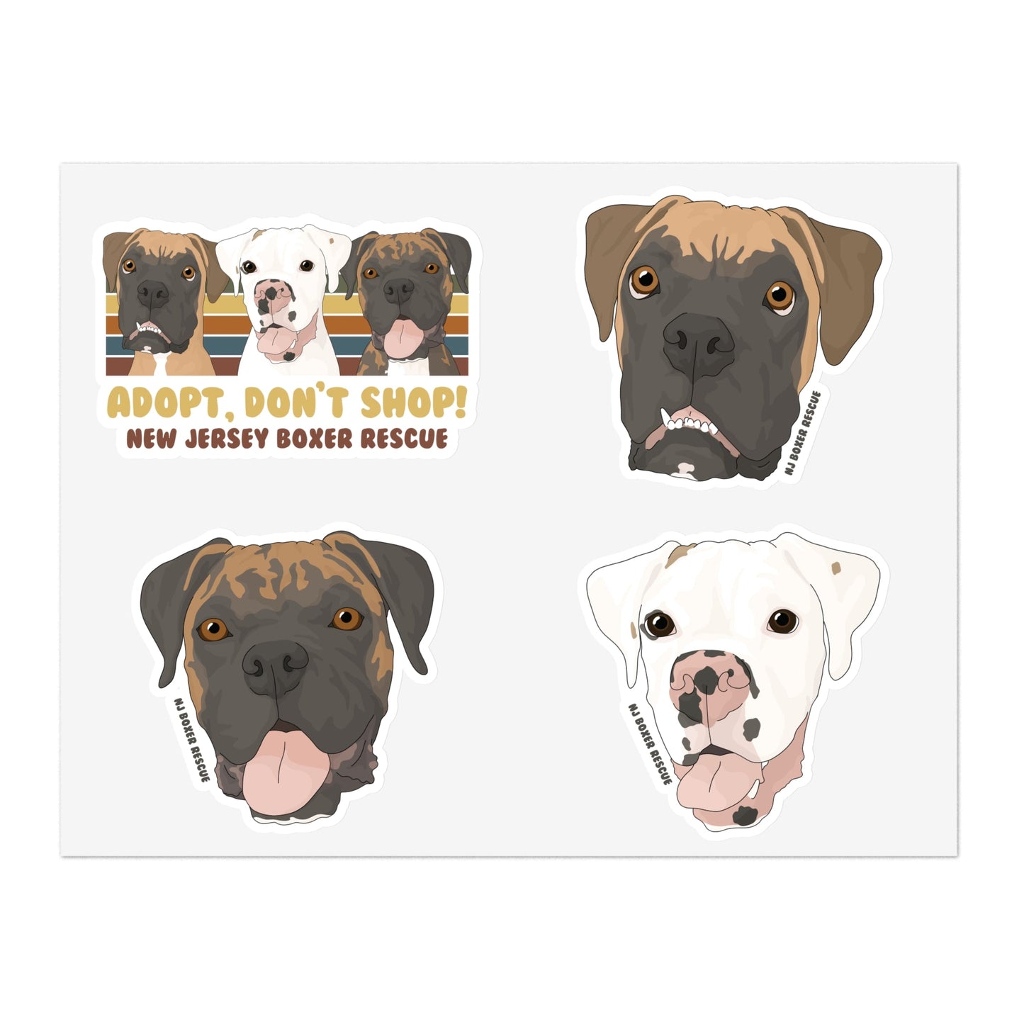 New Jersey Boxer Rescue | FUNDRAISER | Sticker Sheet - Detezi Designs - 30313791689092154743