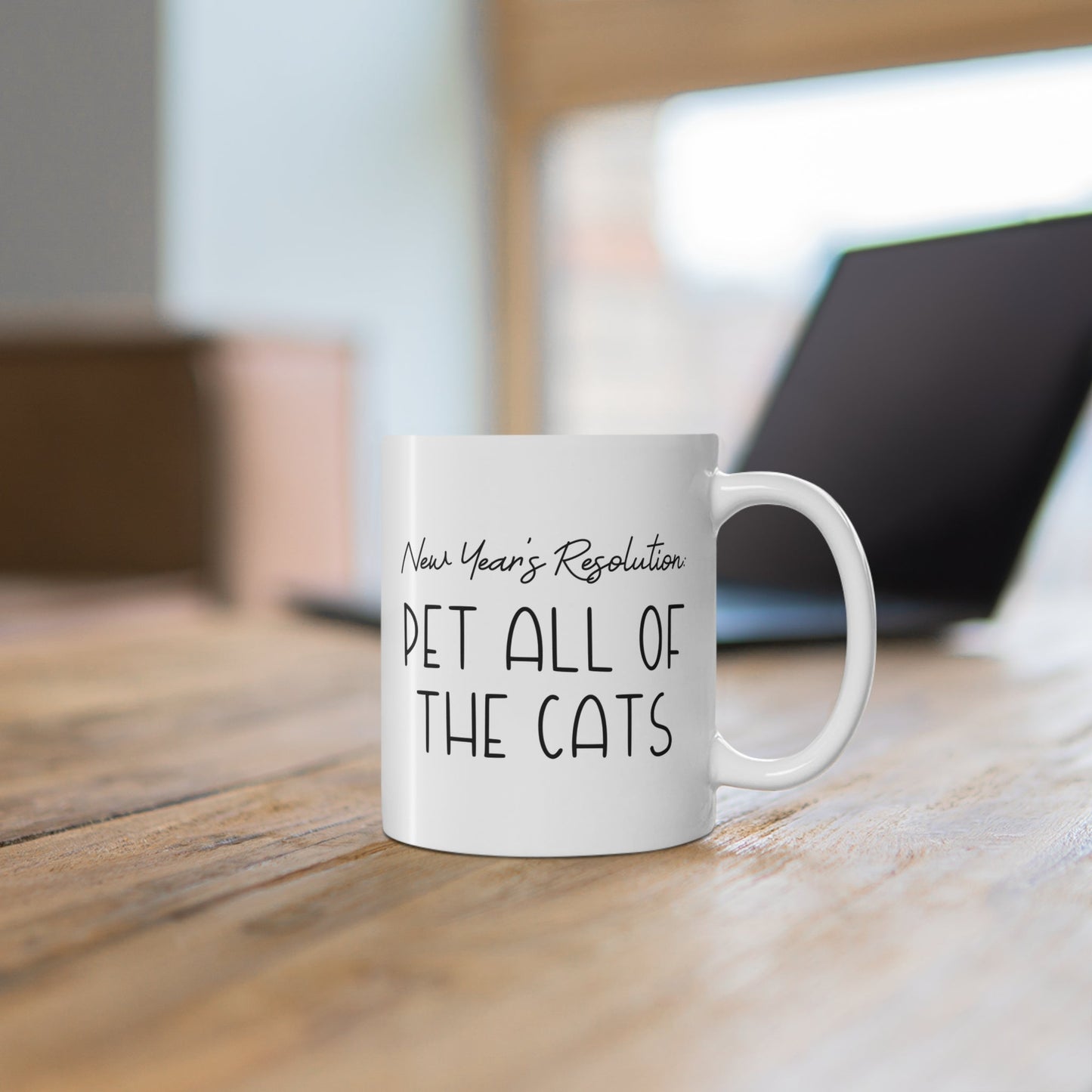 New Year's Resolution: Pet All Of The Cats | 11oz Mug - Detezi Designs - 33576576919579629538