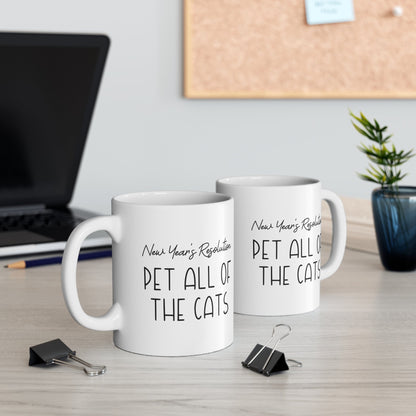 New Year's Resolution: Pet All Of The Cats | 11oz Mug - Detezi Designs - 33576576919579629538