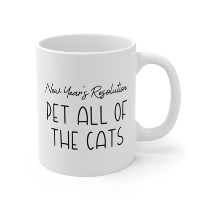 New Year's Resolution: Pet All Of The Cats | 11oz Mug - Detezi Designs - 33576576919579629538